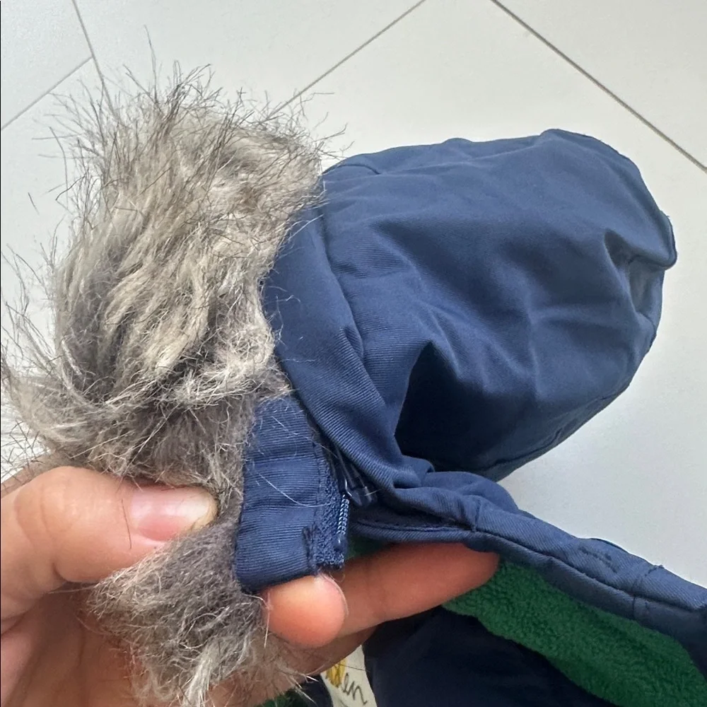 Mini Boden Navy Hooded Winter Jacket with removable Faux Fur Hood 4/5Y